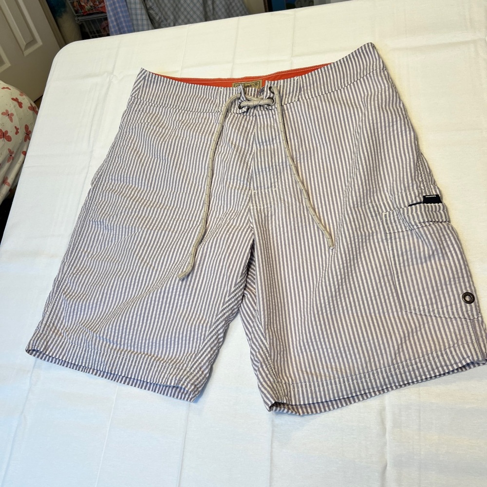J. Crew Blue and White Striped Board Shorts - Picture 4 of 9